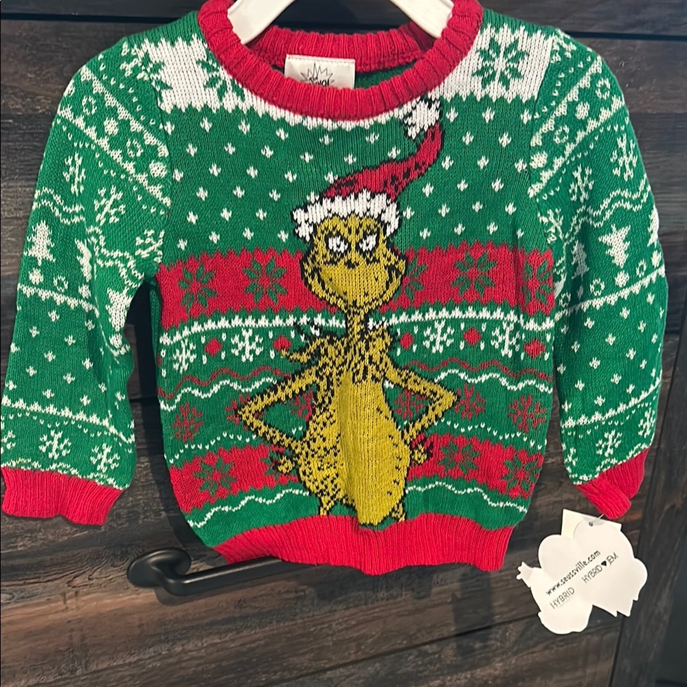 Dr. Seuss Grinch Kids Sweater - Green and Red